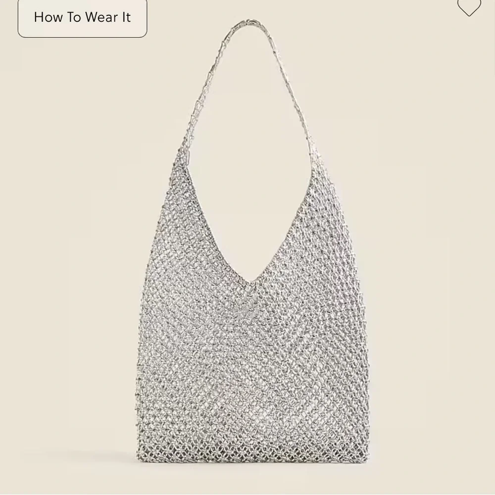 J Crew Handwoven Metallic Silver Shoulder Tote Bag - Picture 2 of 4